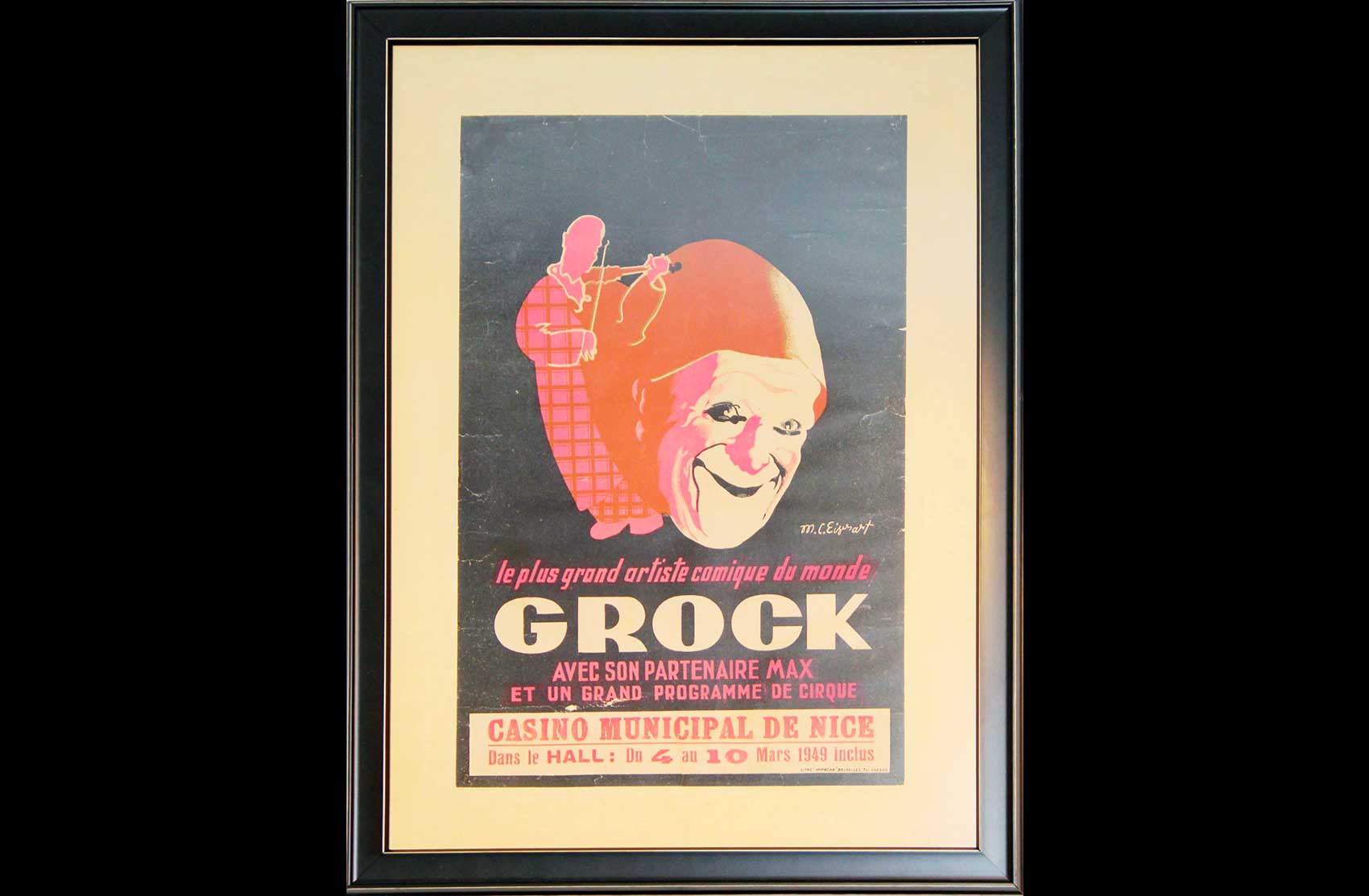Affiche dello spettacolo di Grock nel 1949 a Nizza